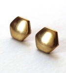 vintage hexagon brass stud earrings