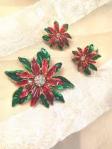 vintage poinsettia brooch and earrings set